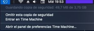 Guardando copia de seguridad con Time Machine